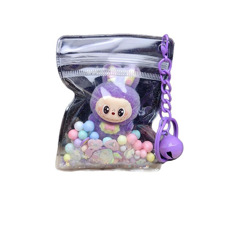 Flocking Keychain Cute Doll Doll Pendant PVC Transparent Bag Luminous Bag Hanging Jewelry