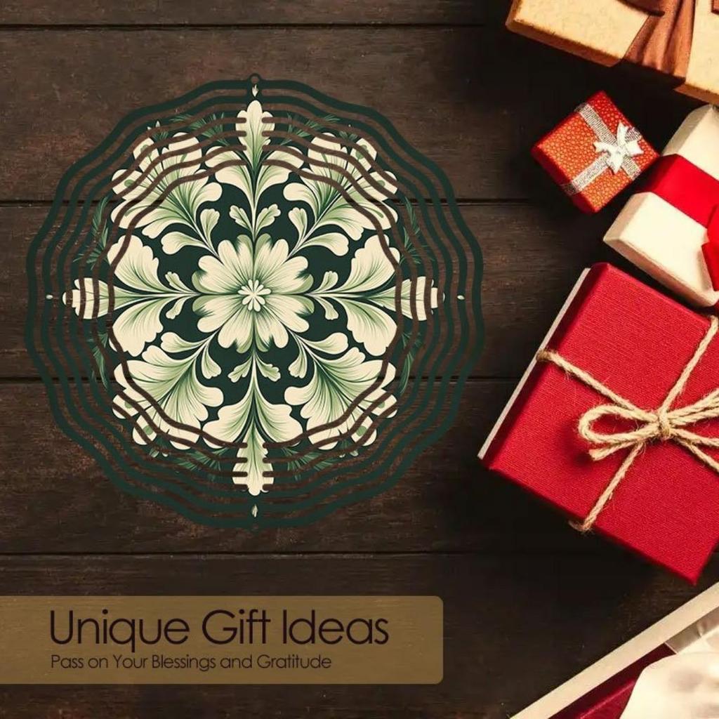 Lucky Clover Pattern Metal Wind Spinner Outdoor Decorative Kinetic Garden Art Hanging Wireless Wind Chime for Halloween Christmas