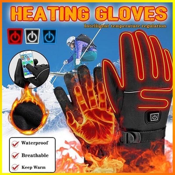 Upgrade Electric Heated Gloves Outdoor Skiing 5 Level Temperature Adjustment Winter Warm Gloves Waterproof Bike 35-55 Degree