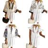 Vintage Print Party Dress Exquisite Pattern Womens Beach Clothing Polyester Dress Up Attractive