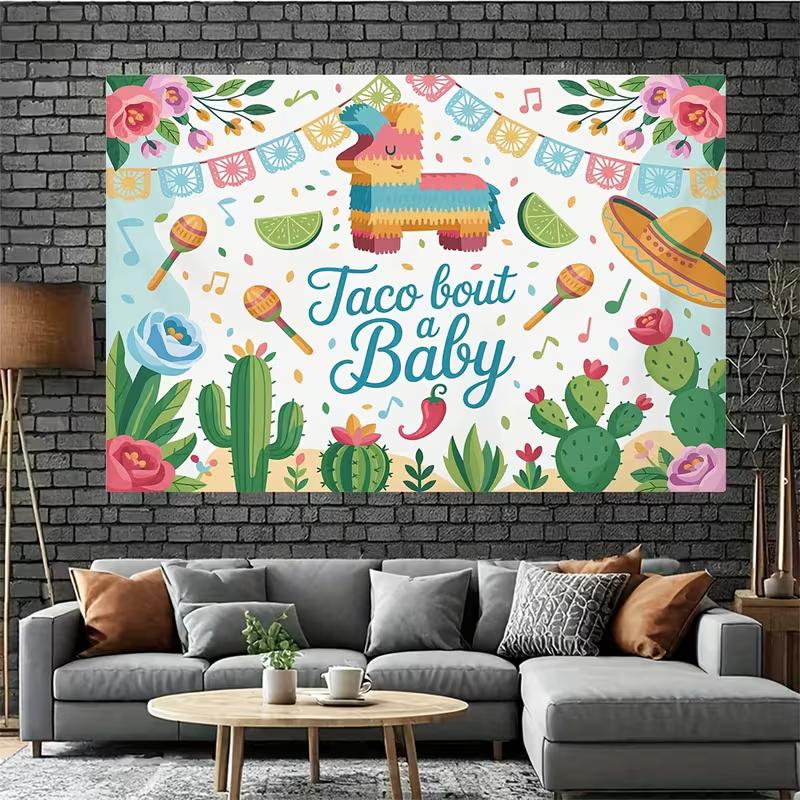 Фон «Taco Bout a Baby», Ткань для фона «Фиеста», Декор для детского душа