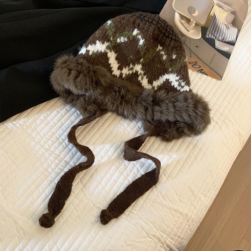 Thickened Plush Knitted Hat Ear Protection Rabbit Hair Hat Autumn And Winter New Warm Wool Hat Fisherman Hat Women's Hat
