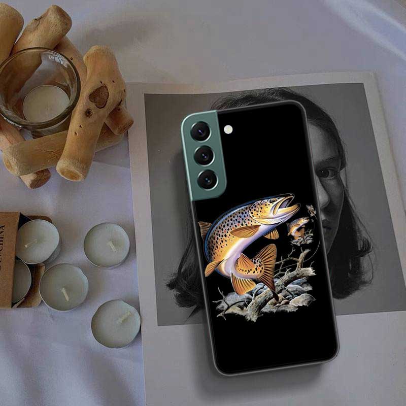 Чехол для телефона для ловли нахлыстом на коричневую форель для Samsung A16 A26 A36 A56 Galaxy A02S A12 A52S A13 A23 A33 A53 A54 A34 A24 A14 A22 A32 A42