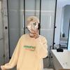 Женский свитшот с принтом абрикоса, круглый вырез, новый свободный, корейская версия, осень и зима, вельветовый, повседневный, теплый