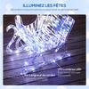 Light-Up Christmas Reindeer and Sleigh with 170 Warm White LEDs, Christmas Decoration for Indoor and Outdoor, 60x29x115cm