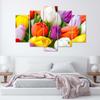 Feeby Five piece picture canvas print, Colourful tulips