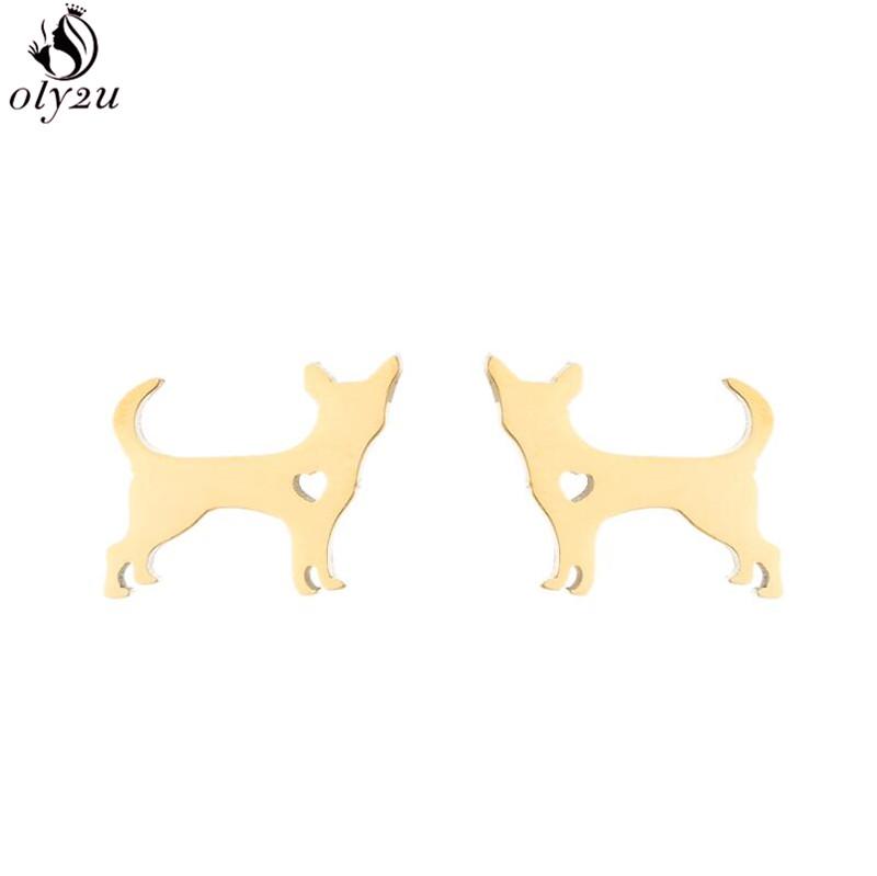 Cute Stainless Steel Heart Dog Earring for Women Cartoon Animal Ear Jewelry Girls Student Lovely Pup Earrings Gifts Accessories