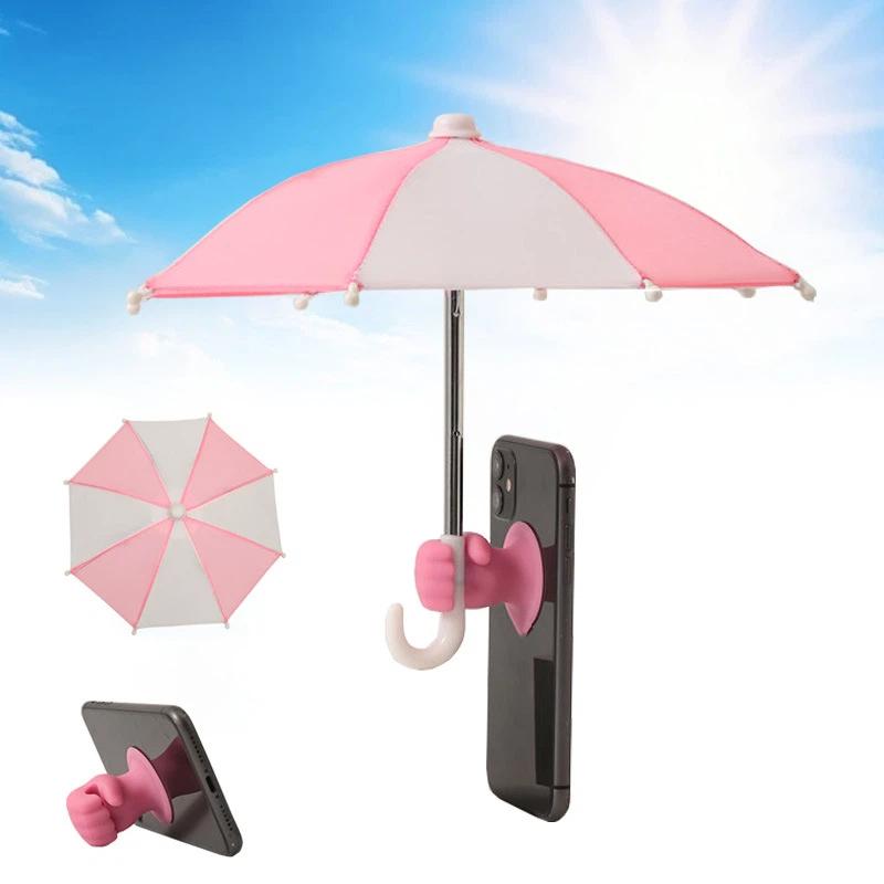Mini Waterproof Phone Umbrella 1Pcs Anti-UV Sun Shade Clip On for Outdoor Live Streaming Selfie Camping Activities