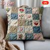 Double Sided Vintage Patchwork Heart Flower Pillow Cover Boho Quilted Print Soft Throw Pillow Case For Home Decor Gift