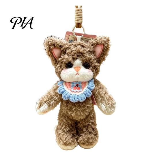 Fluffy Cat Key Ring Plush Pendant, Cute Fuzzy Curly Kitten Charm, Soft Bag Charm Stuffed Animal Keychain Backpack Gift for Lovers Purse