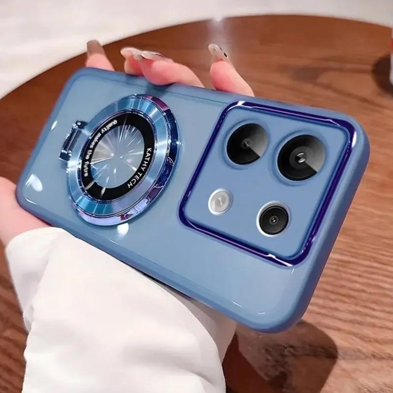 For Magsafe Magnetic Stand Holder Silicone Case For Funda Infinix Hot 50 Pro Plus Hot50 Pro+ 50Pro 50i I 4G 5G Transparent Cover