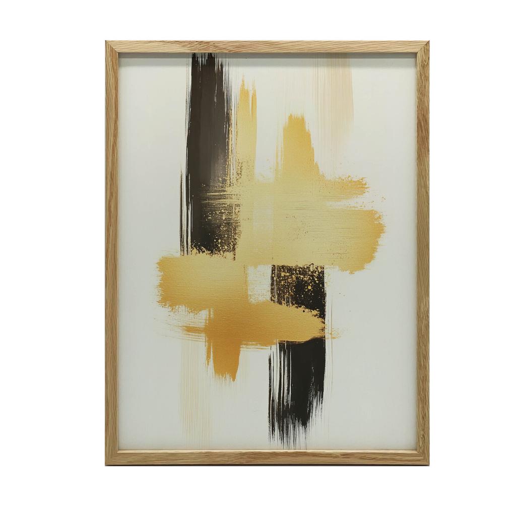 Contrast Gold and Black Contrast Gold and Black, 30X40 Cm, White Wooden Frame, 230 Gsm Matte Paper