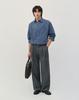 WORK ON BODY OFF Three-Tuck Semi-Wide Striped Slacks [Gray]