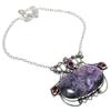 Russian Charoite, Kunzite 925 Sterling Silver Jewelry Necklace 18" O1b76