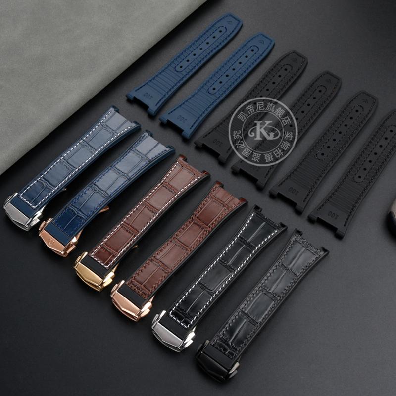 ONEДля часов Omega Constellation Manhattan Series Ремешок для часов Коровья кожа Крокодиловый узор Силиконовая резина Снизу Часовой ремешок Observatory MN