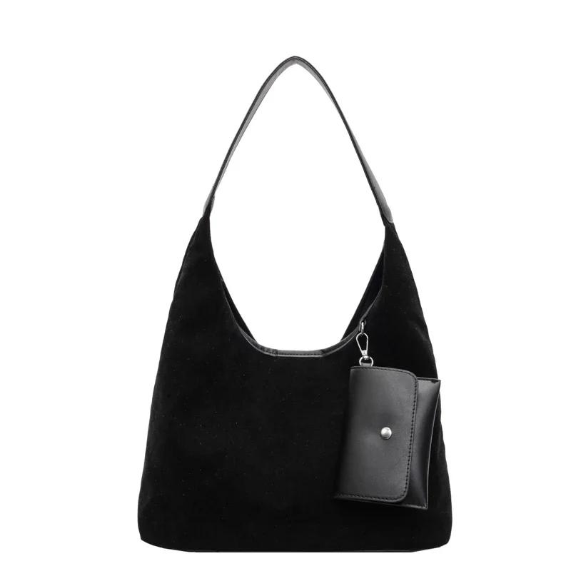 Сумки через плечо из искусственной замши для женщин с чувством роскоши, вместительные простые сумки через плечо