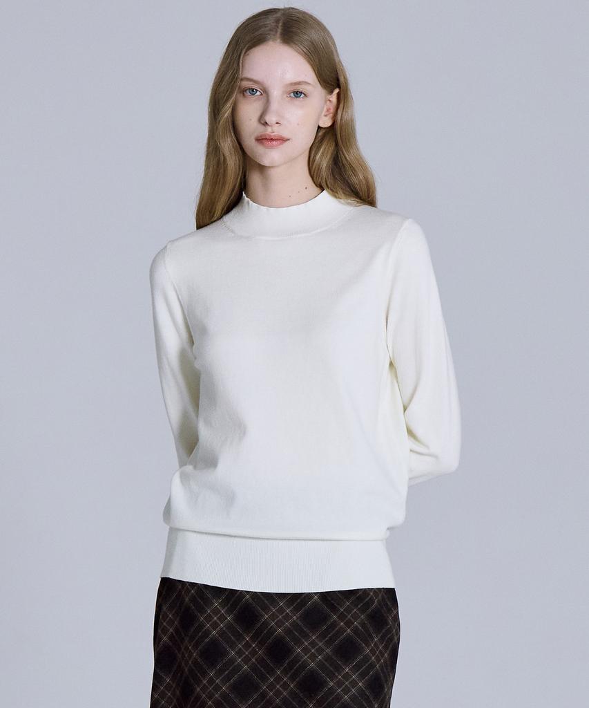 BASIC HOUSE Women'S High-Neck Long-Sleeve Sweater Ivory Lykt7202