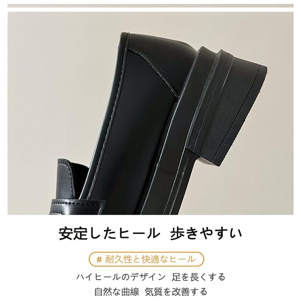 [SEIKODO] Лоферы на платформе для женщин, Черные кожаные туфли, Подходят для церемоний поступления в школу, Повседневной носки, Весна, Лето, Осень, Зима (LFX02-B