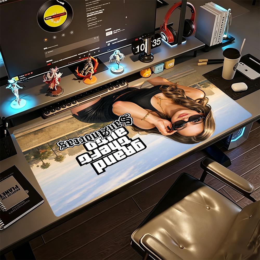 Gta Large Mouse Pad Gamer Mousepad HD Print Desk Pad Non-Slip Rubber Base Suitable for Office Gaming PC Laptop