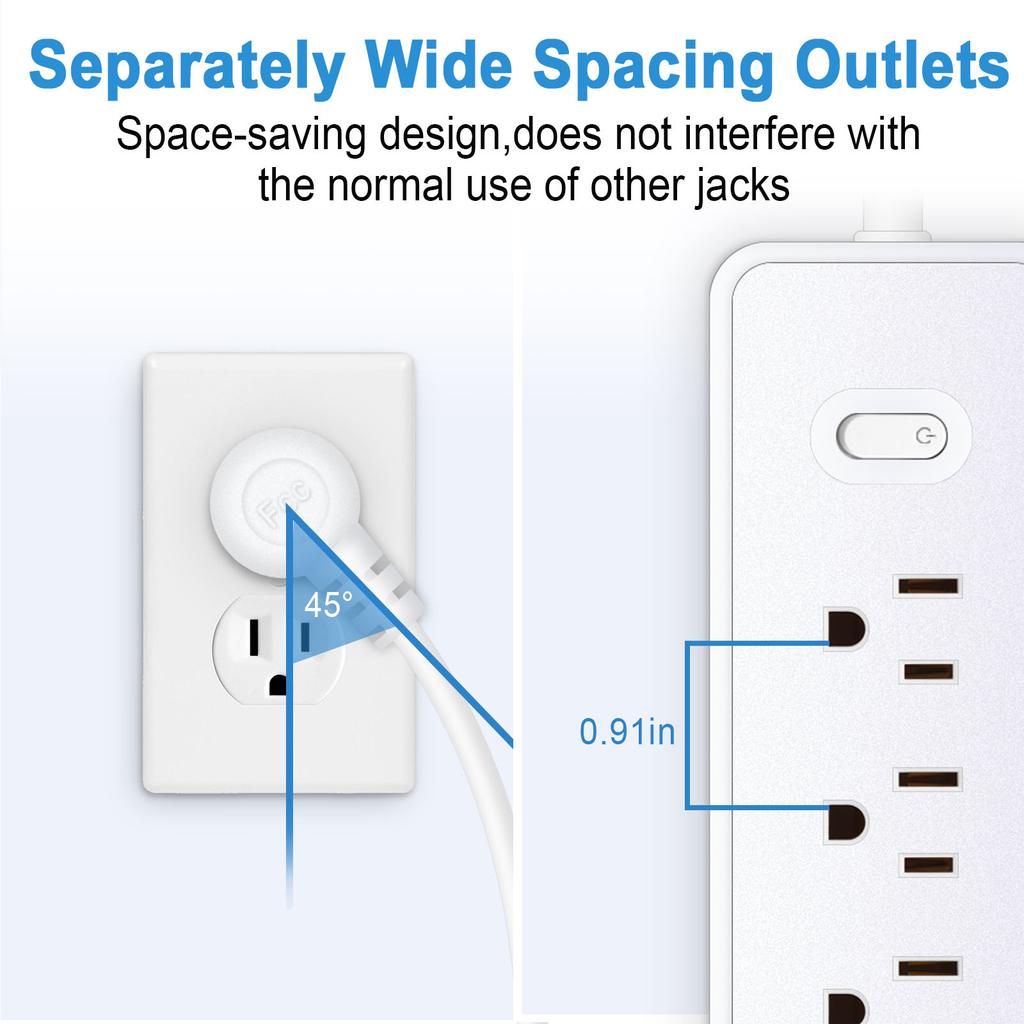Universal Electrical Socket Extension Cable USB Power Strip for Office 4pcs AC-Outlets 3 USB Ports Surge Protector