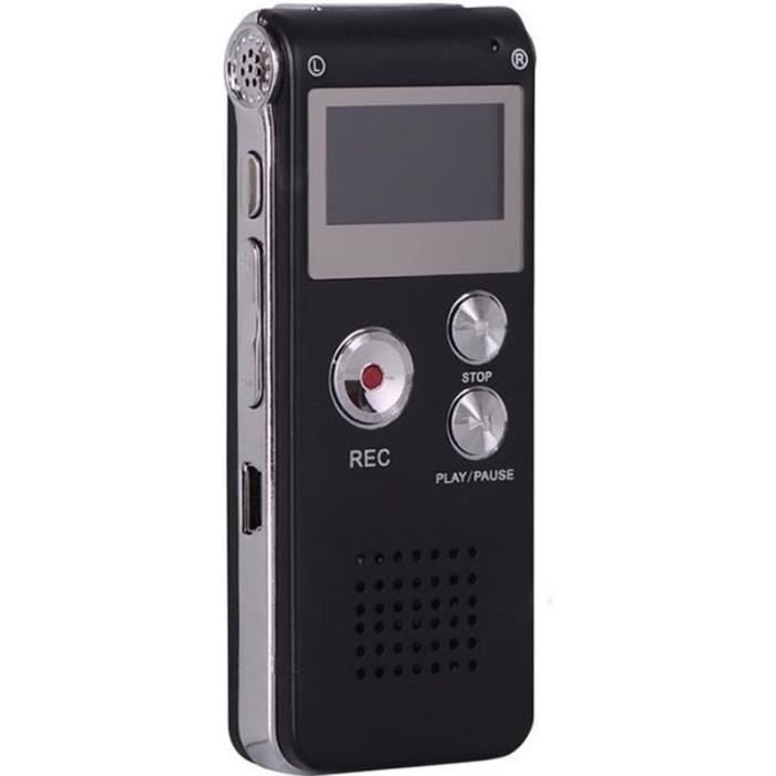 Enregistreur vocal numérique - LECHEO - Dictaphone - 8 Go - Enregistrement téléphonique - Noir