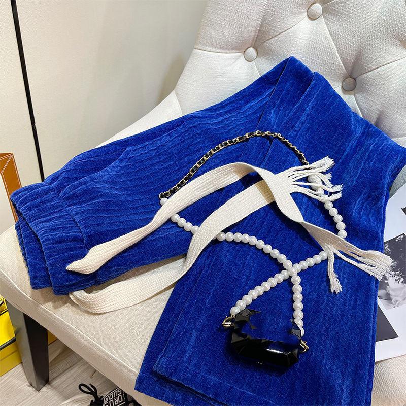 Женские утолщенные вельветовые брюки, прямые свободные брюки с завязками