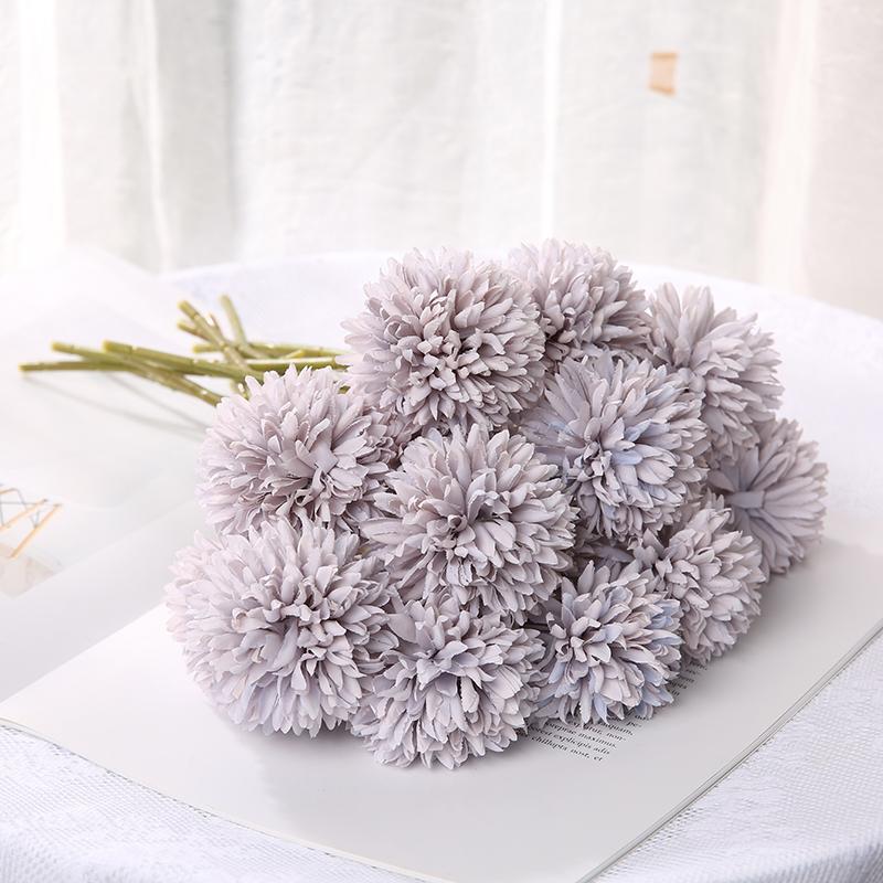 3PCS Hydrangea Artificial Flowers Fake Dandelions Bouquet Wedding Decoration Home Room Decor DIY Pompon Bridal Accessories