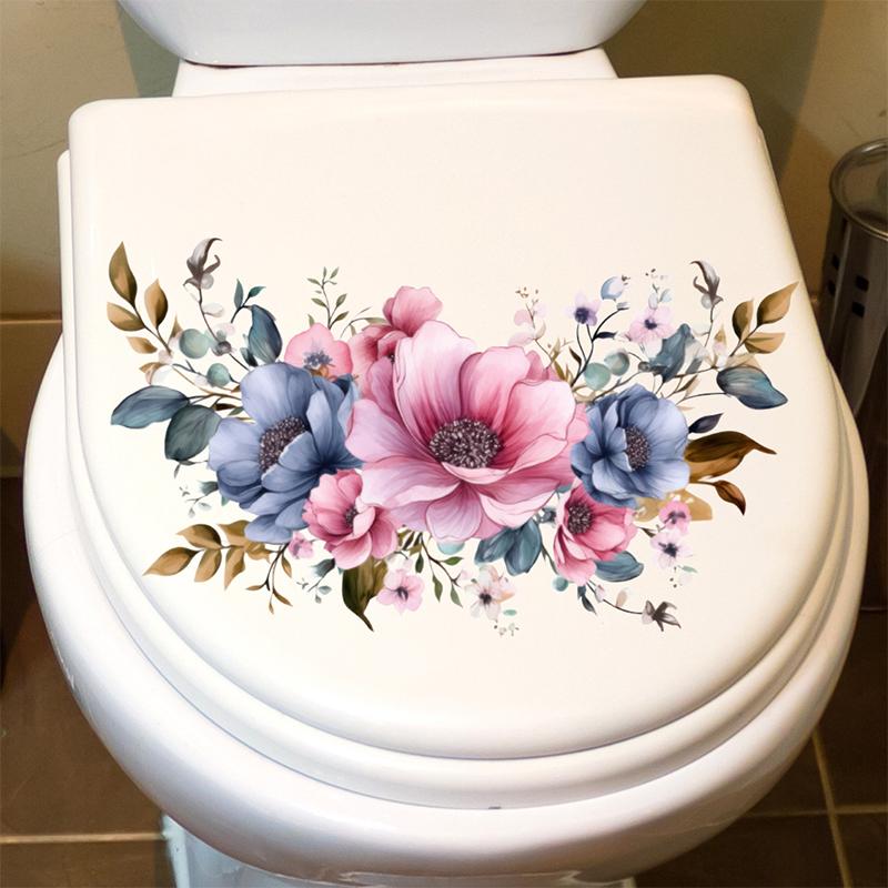 Наклейка на унитаз Цветочная наклейка Ванная комната Самоклеящаяся картина Водонепроницаемая наклейка Крышка унитаза Наклейка на стену в ванной