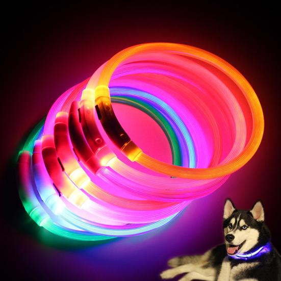New LED Dog Collar Light USB Rechargeable Glowing Dog Collars Pet Flash Luminous Collars