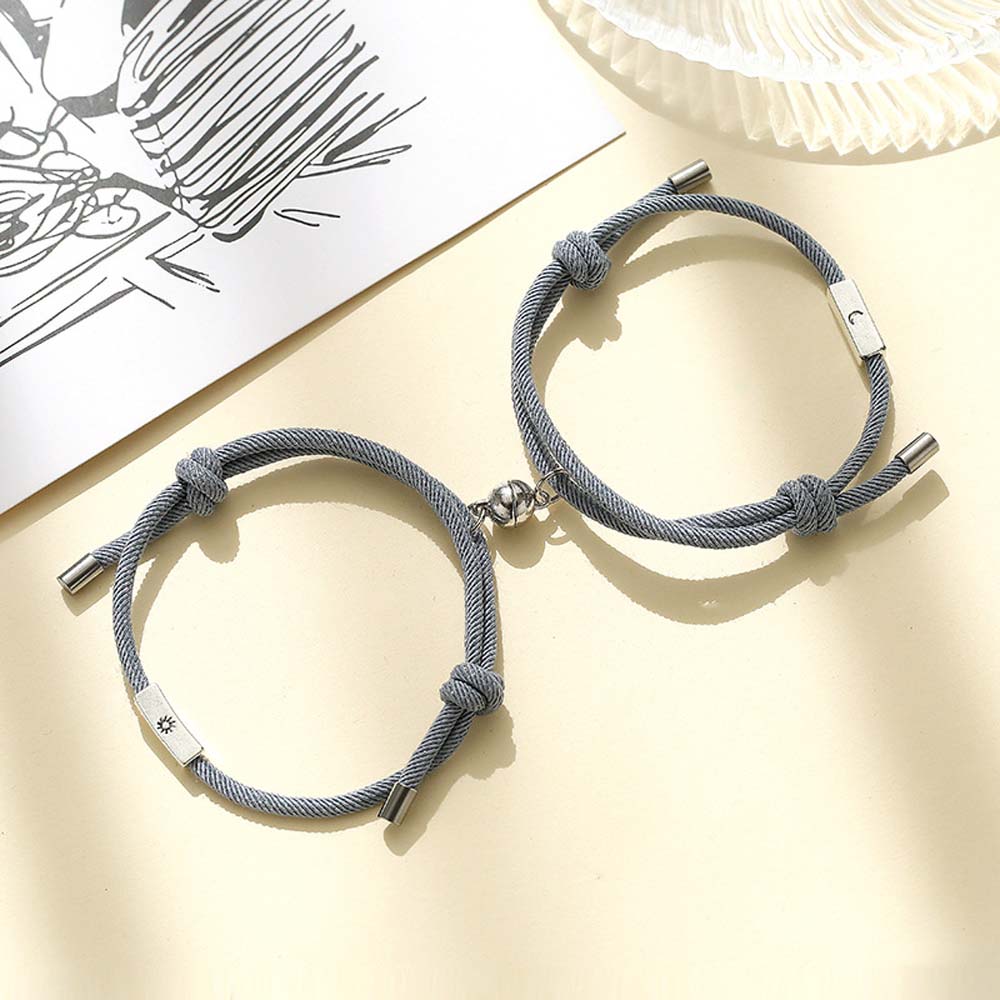 Simple Men Women Friendship Gifts Braided Rope Magnet Bracelet Fashion Jewelry Couple Bracelets