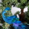 2Pcs Artificial Natural Feathered Peacocks with Long Tail Designs Christmas Tree Clip on Ornaments for Home Party Decor