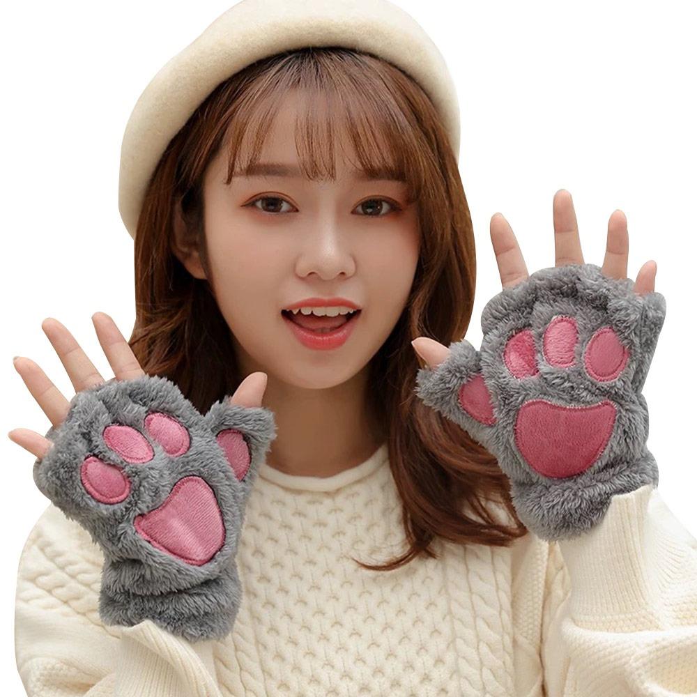 Plush Furry Mittens Bear Paw Animal Gloves Fashion Cat Paw Gloves Cosplay