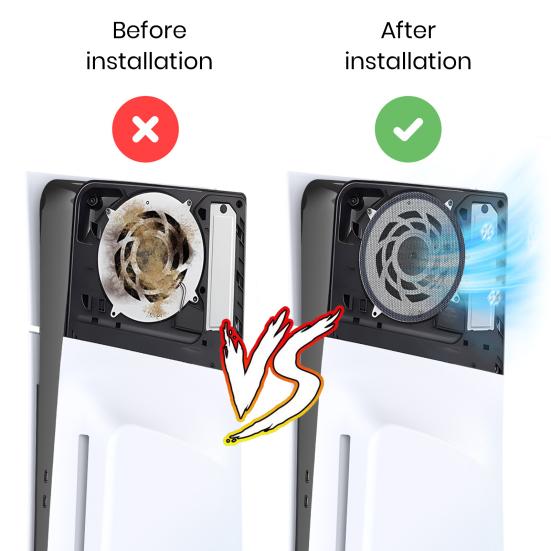 2 шт. Пылевая сетка для PS5 Slim Пылевой фильтр Прецизионное отверстие Самоклеящаяся Отличная липкость Противоскользящая Моющаяся Охлаждающая