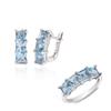 Простой натуральный квадратный 5,0 мм небесно-голубой топаз Кольцо серьги Набор серебро 925 пробы изысканные украшения для Женского предложения Свадебные подарки