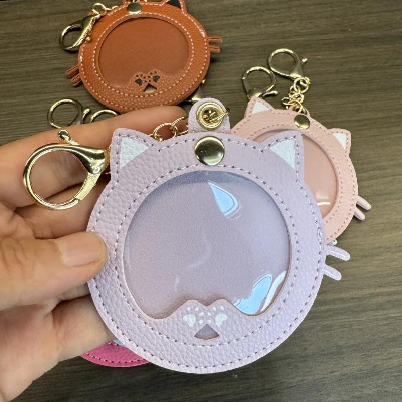 Сумка для хранения карт Kawaii Cat из искусственной кожи высокого качества для круглого значка, аниме-персонажа, идола, фотосувенира, подвески