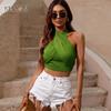 Women Summer Tank Tops Sexy Solid Color Cross Halter Neck Backless Crop Tops Fashion Party Sleeveless Y2k Top
