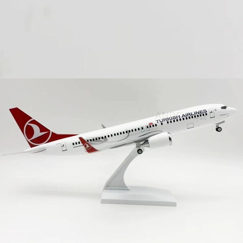 Самолет B737 30 см Turkish Airlines Масштаб 1/124 Самолет из смолы Авиационный самолет с подставкой и колесами Коллекционный сувенир для энтузиастов