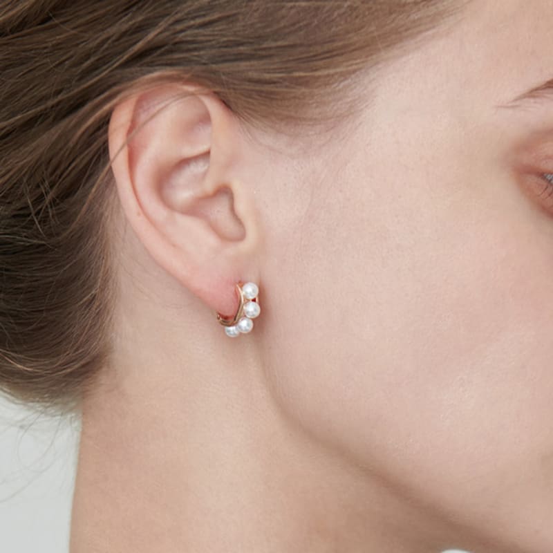 ELLE Jewelry 14K GF Pearl Point One-Touch Earrings ELGPEE379