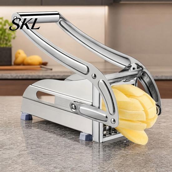 Handheld Fry Cutter Potato Slicer, with Stable Base And Ergonomic Lever Handle, Heavy-Duty Replaceable Home Kitchen Maker Blades French for