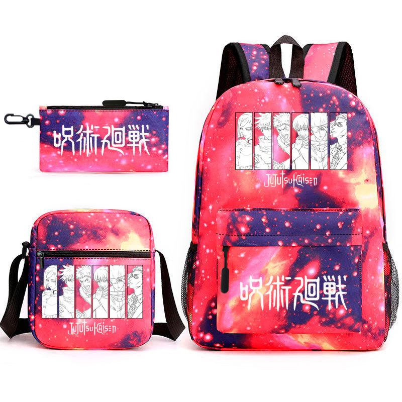 Teen Animation Backpack Elementary School Student Fashion School Bag Three-piece Set