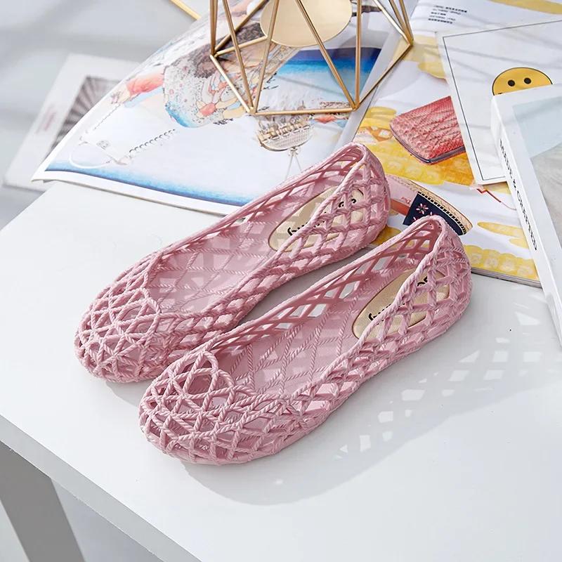 Sapatos Feminino женские туфли на плоской подошве с открытыми носками модные женские высококачественные сандалии удобная летняя обувь 2024 года желейные туфли
