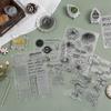 Vintage Stamp Transparent Silicone Stamp Floral Fruit Egnlish Word Building Stamp for DIY Decroative Scrapbook Journal Student