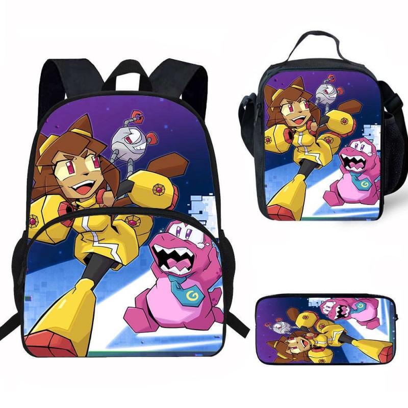 Kids School Backpack Set With Lunch Bag Pencil Case - Cartoon Print Lightweight Ergonomic Design Grade 1-2 Students