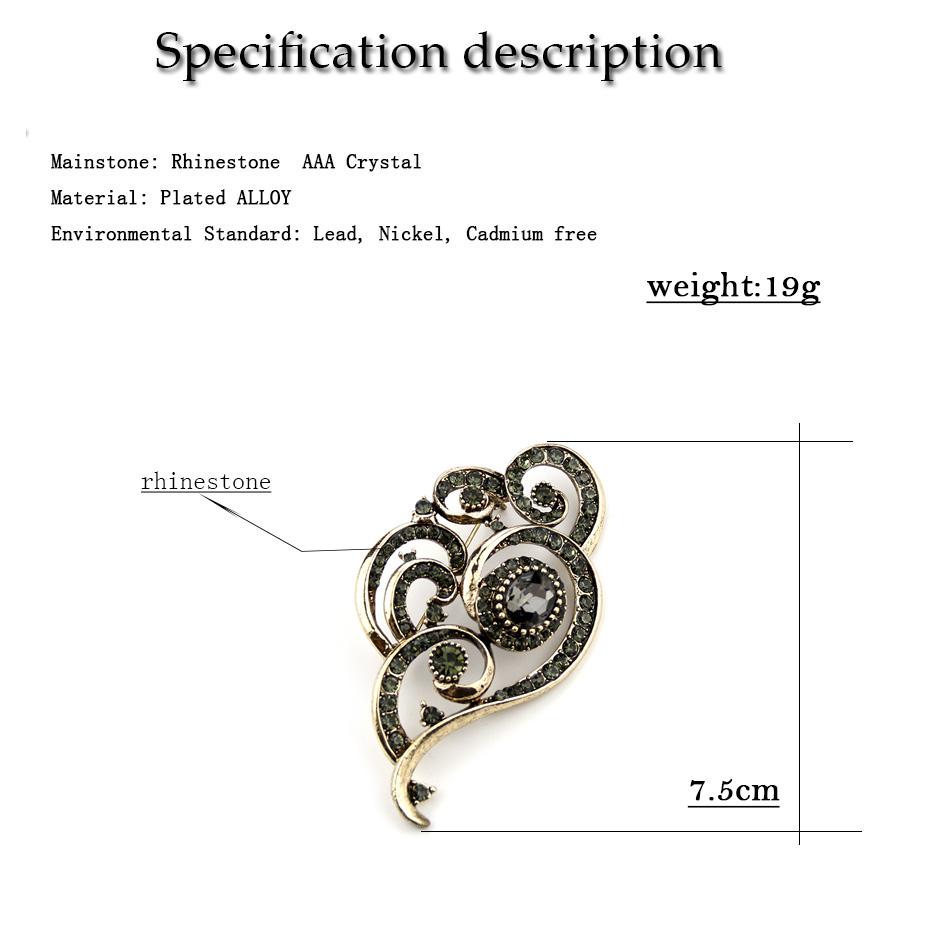 Элегантная богемная женская брошь, Серый Кристалл, Ретро, ​​Золото, Турецкие национальные свадебные украшения, булавка для шарфа под хиджаб