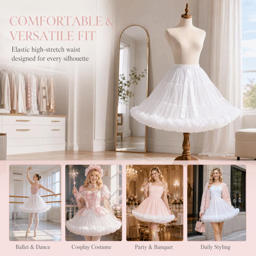 Pleated Design No Bone Petticoat 42cm 280g Hexagon Mesh Crinoline Dance Performance