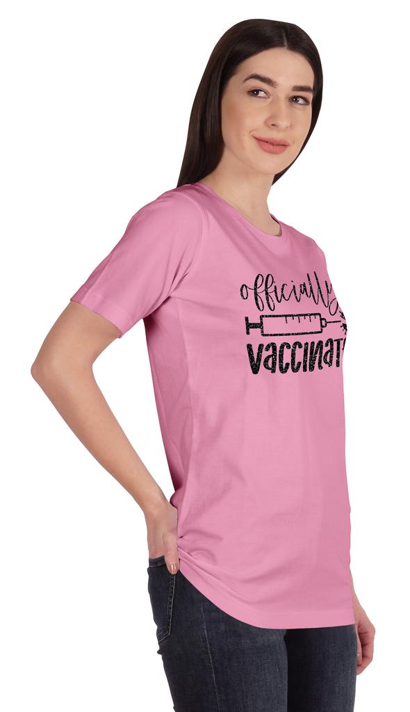 Inkmeso Officially Vaccinated T-shirt Tops For Women Graphic Crew Neck Tee