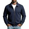 Men S Loose Fit Lapel Zip Pocket Waffle Knit Jacket