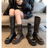 Сапоги супермодели Су Иньинь в том же стиле~ 6 см толстый каблук толстая подошва высокий голенище средний голенище пряжка ремня короткие сапоги женские сапоги для верховой езды wom