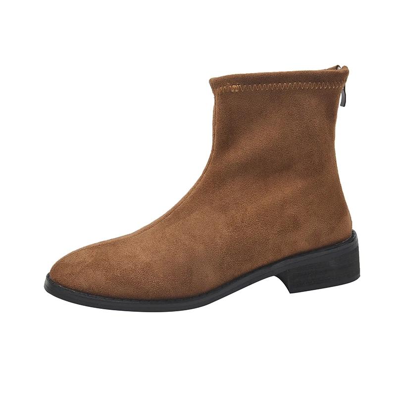 Замшевые узкие ботильоны, модные элегантные женские короткие ботинки на плоской подошве, повседневные женские ботинки в уличном стиле