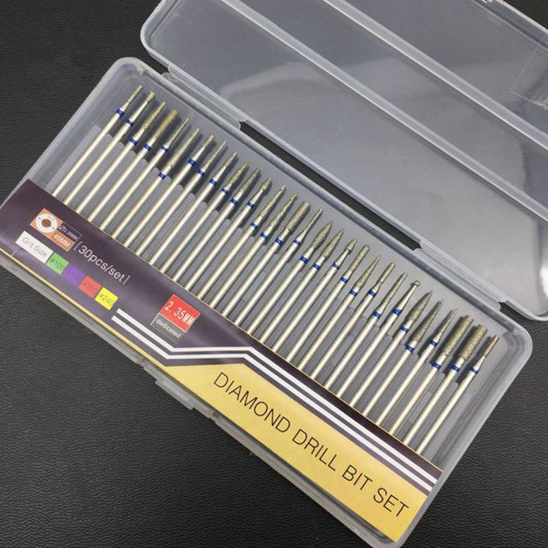 30 шт. набор алмазных сверл для ногтей, фрезы, фрезы, чистящие напильники для электроманикюрной машины, аксессуары